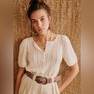 Sezane Crochet Cotton Pullover, Sz M